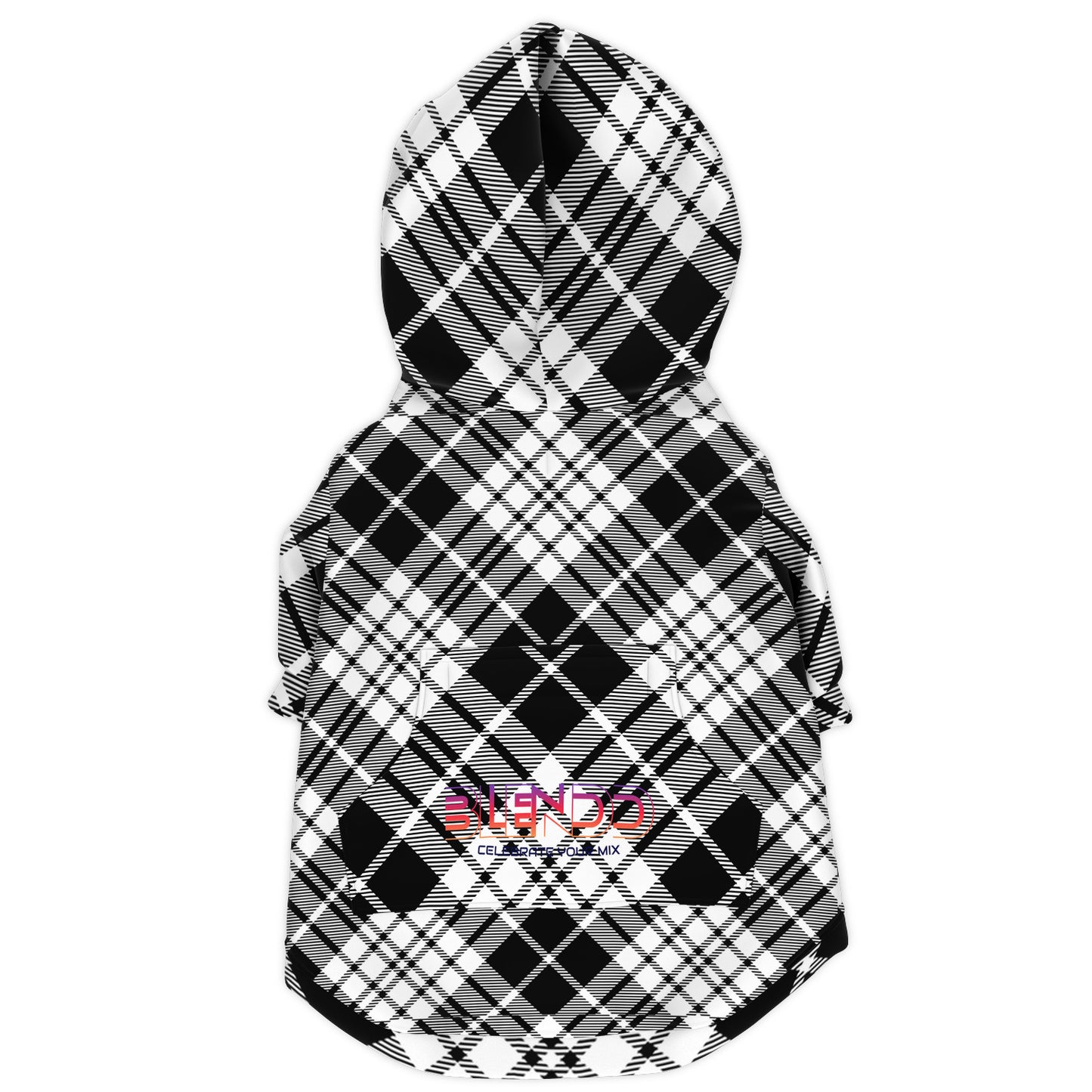 Winter 2024 Fashion Dog Zip-Up Hoodie - MADRAS BlackWhite