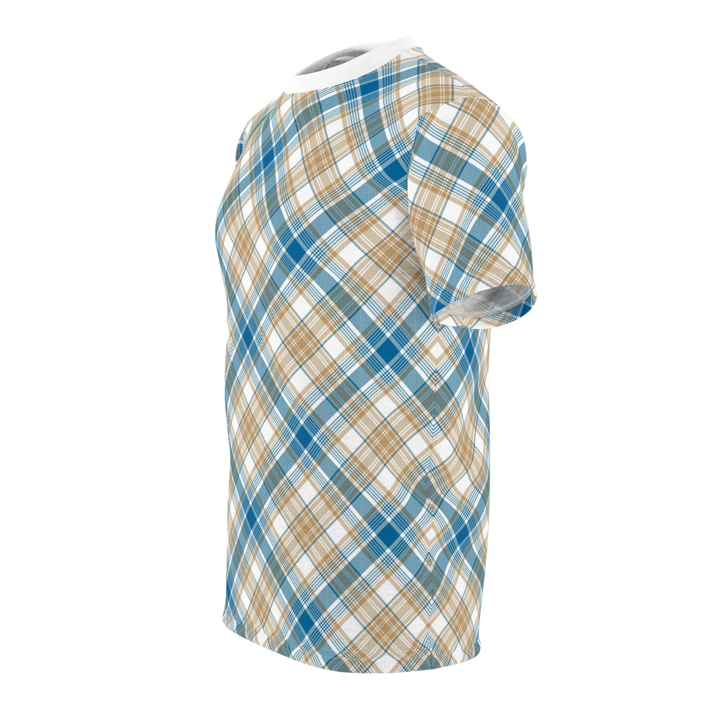 Camiseta cortada y cosida para hombre - MADRAS BlueTan 