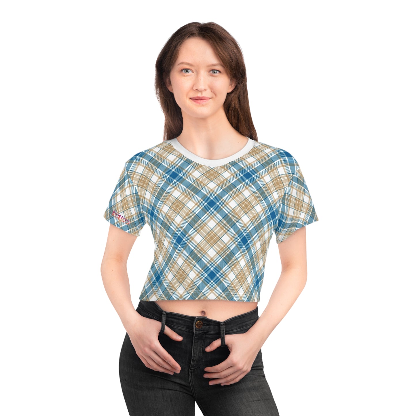 Camiseta corta para mujer - MADRAS BlueTan 