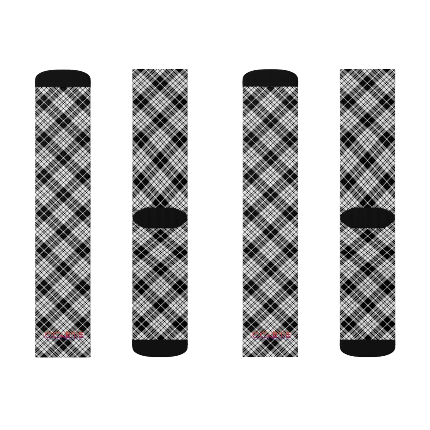 Winter 2024 Unisex Sublimation Socks - MADRAS BlackWhite