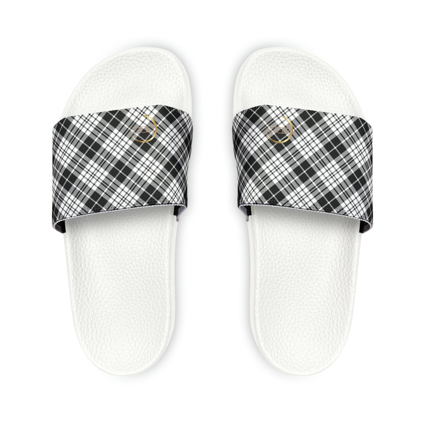 Women's PU Slide Sandals - MADRAS BlackWhite