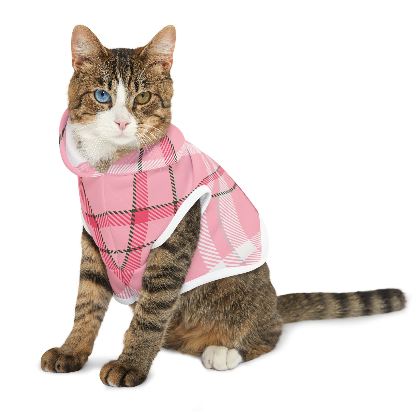 Pet Hoodie - MADRAS PinkWhite