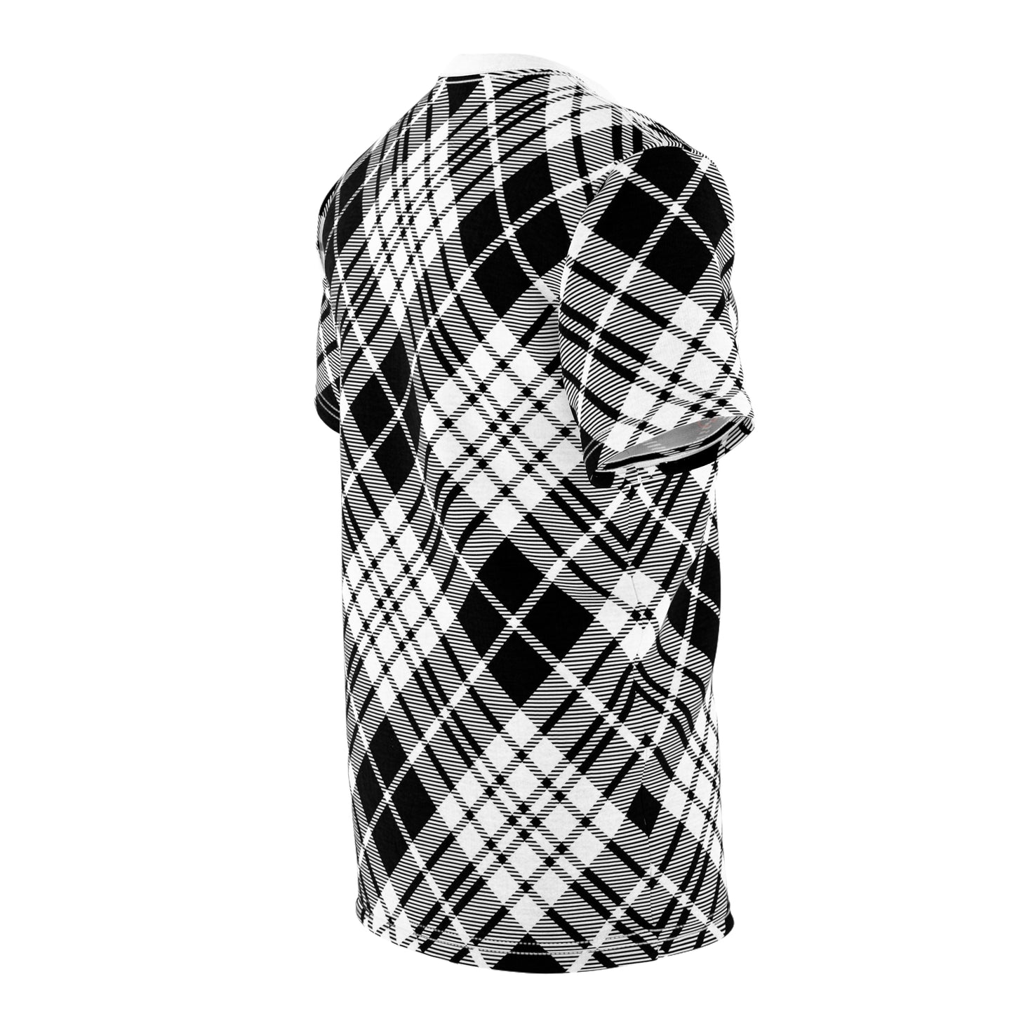 Camiseta cortada y cosida para hombre - MADRAS BlackWhite 