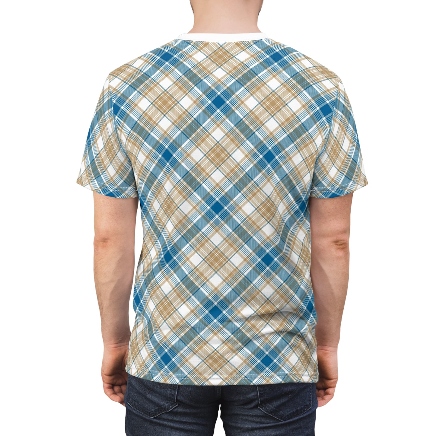 Camiseta cortada y cosida para hombre - MADRAS BlueTan 