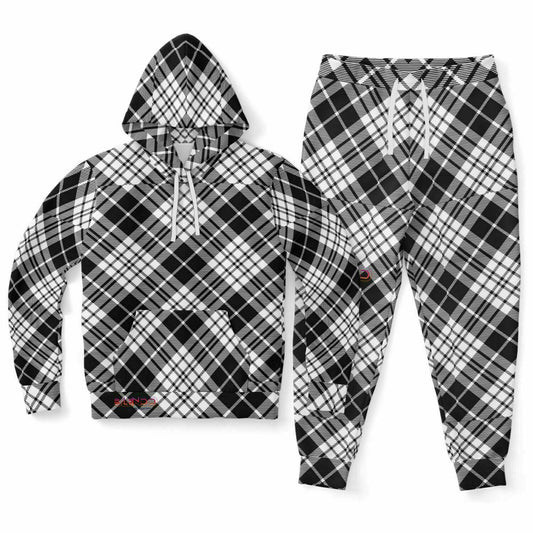 Sudadera con capucha y jogger de moda unisex Invierno 2024 - MADRAS BlackWhite Edición limitada 