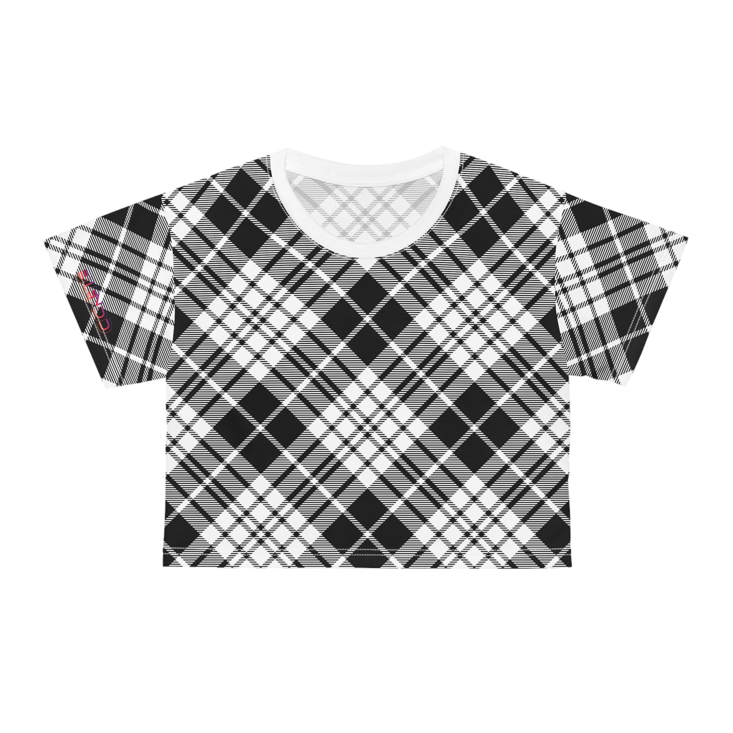 Womens Crop Tee - MADRAS BlackWhite