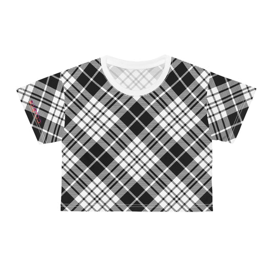 Camiseta corta para mujer - MADRAS BlackWhite 