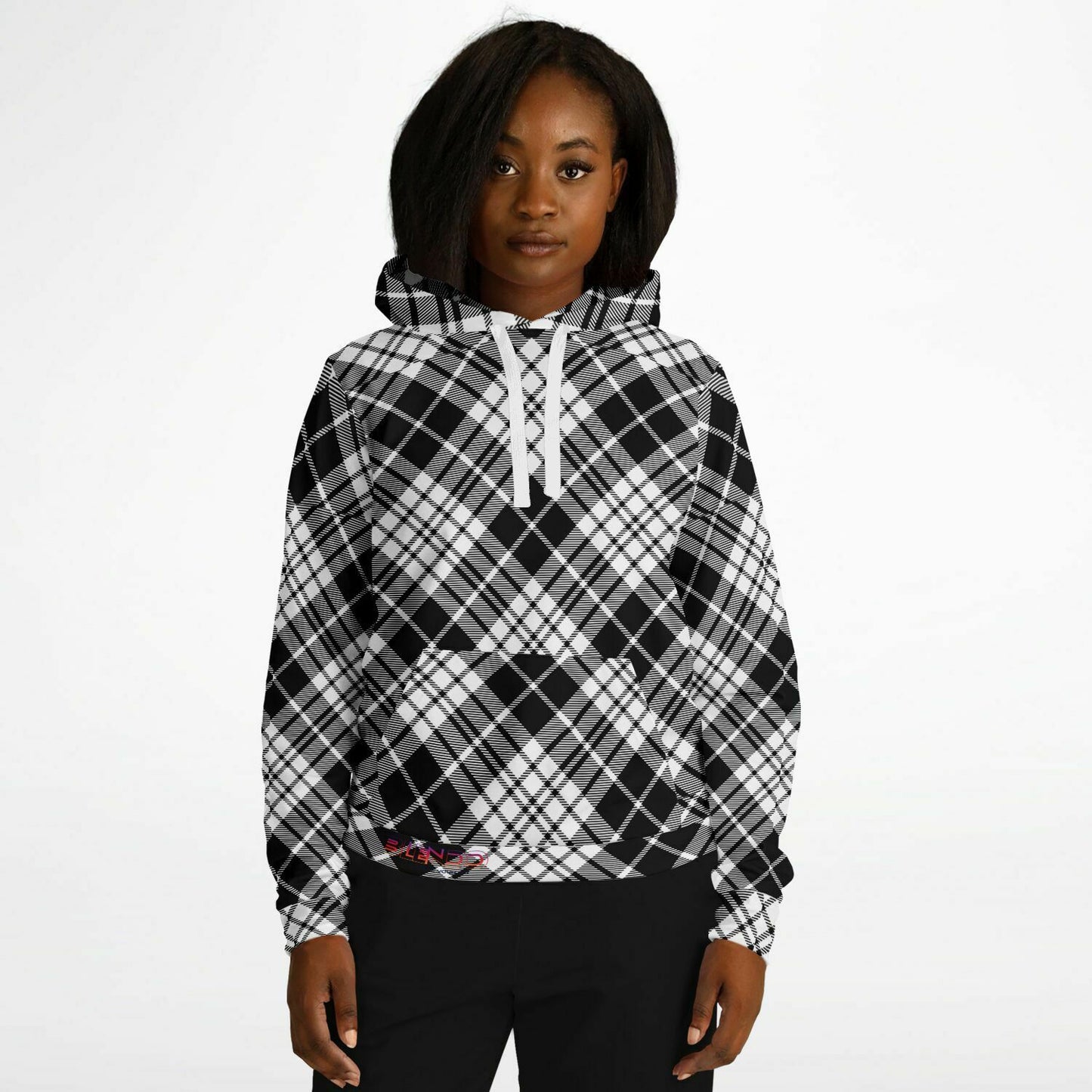 Sudadera con capucha de moda unisex invierno 2024 - MADRAS BlackWhite 