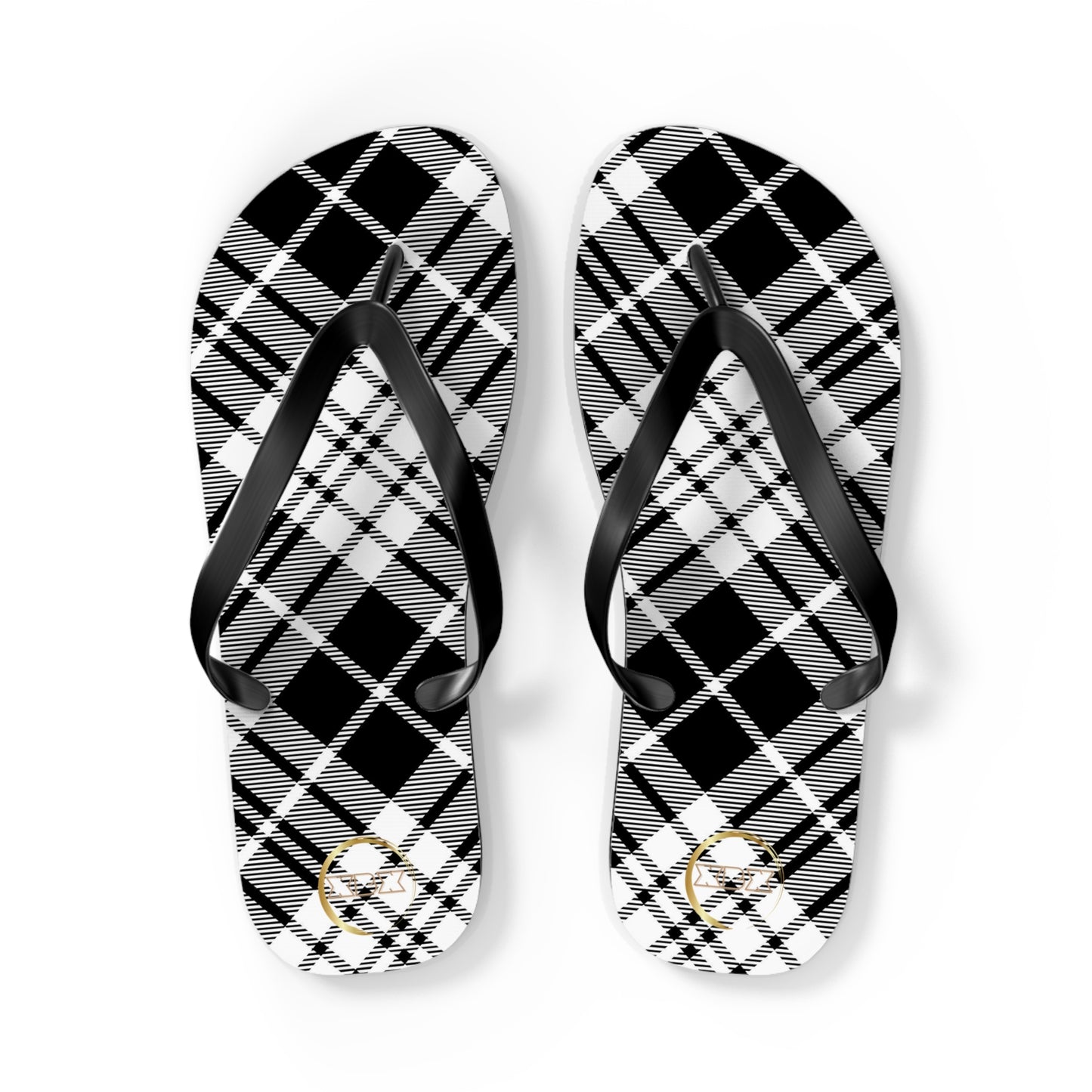 Unisex Flip Flops - MADRAS BlackWhite