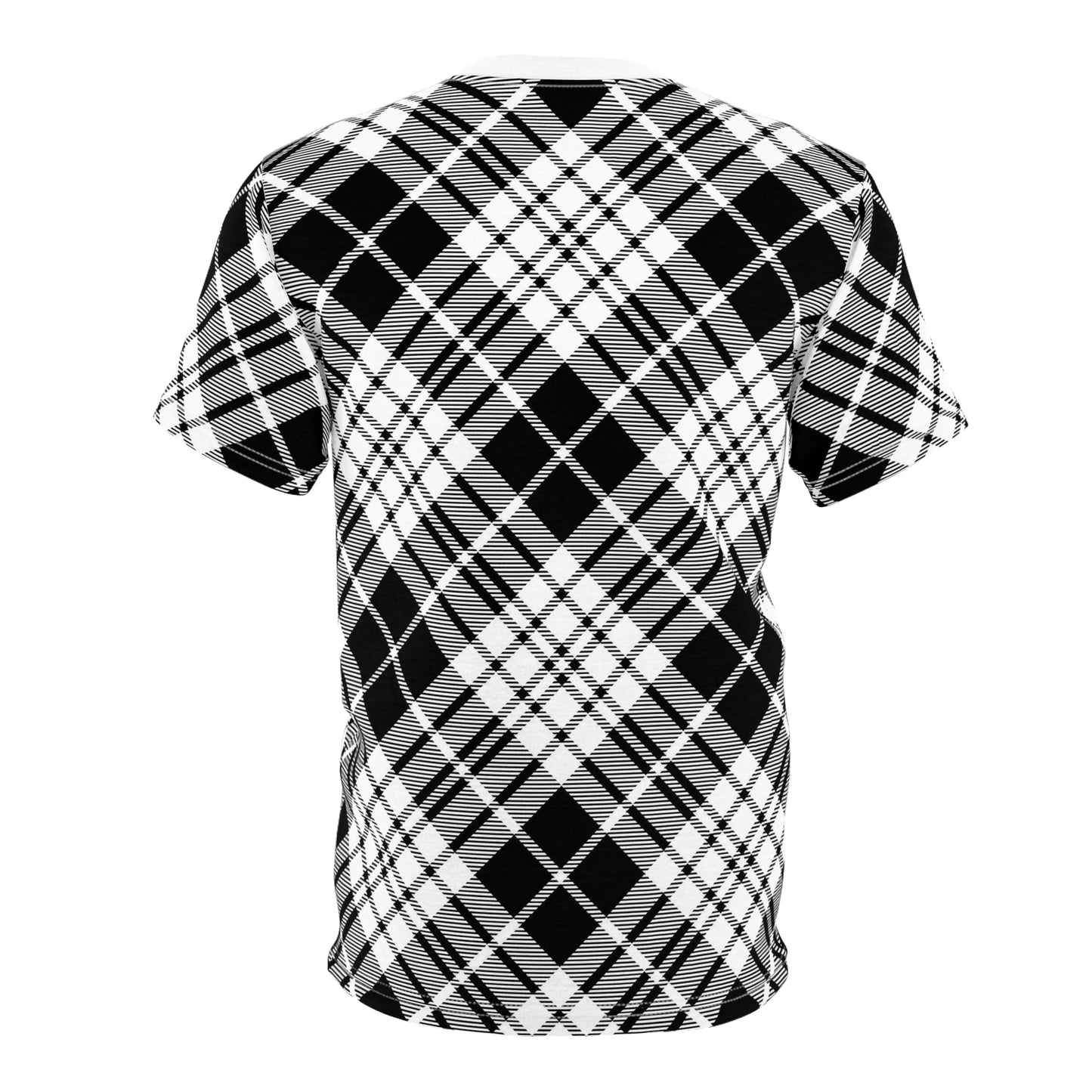 Camiseta cortada y cosida para hombre - MADRAS BlackWhite 