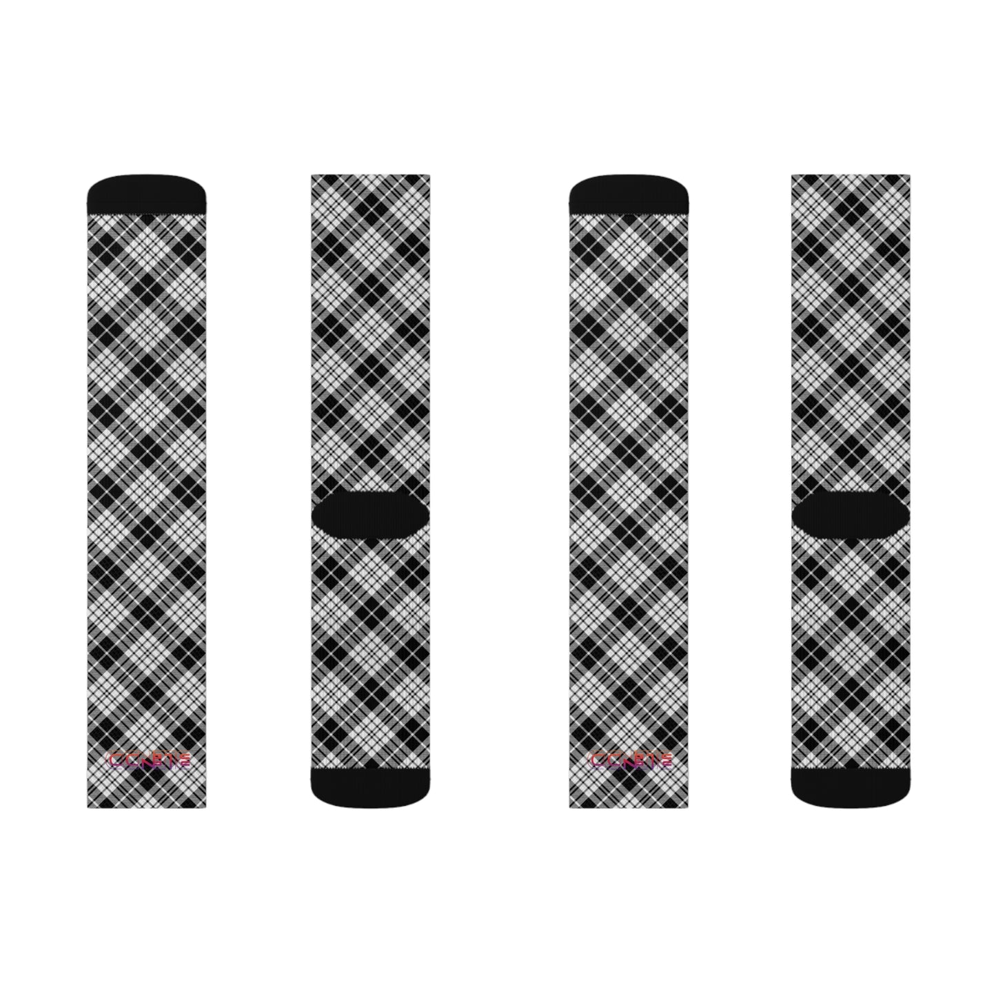 Winter 2024 Unisex Sublimation Socks - MADRAS BlackWhite