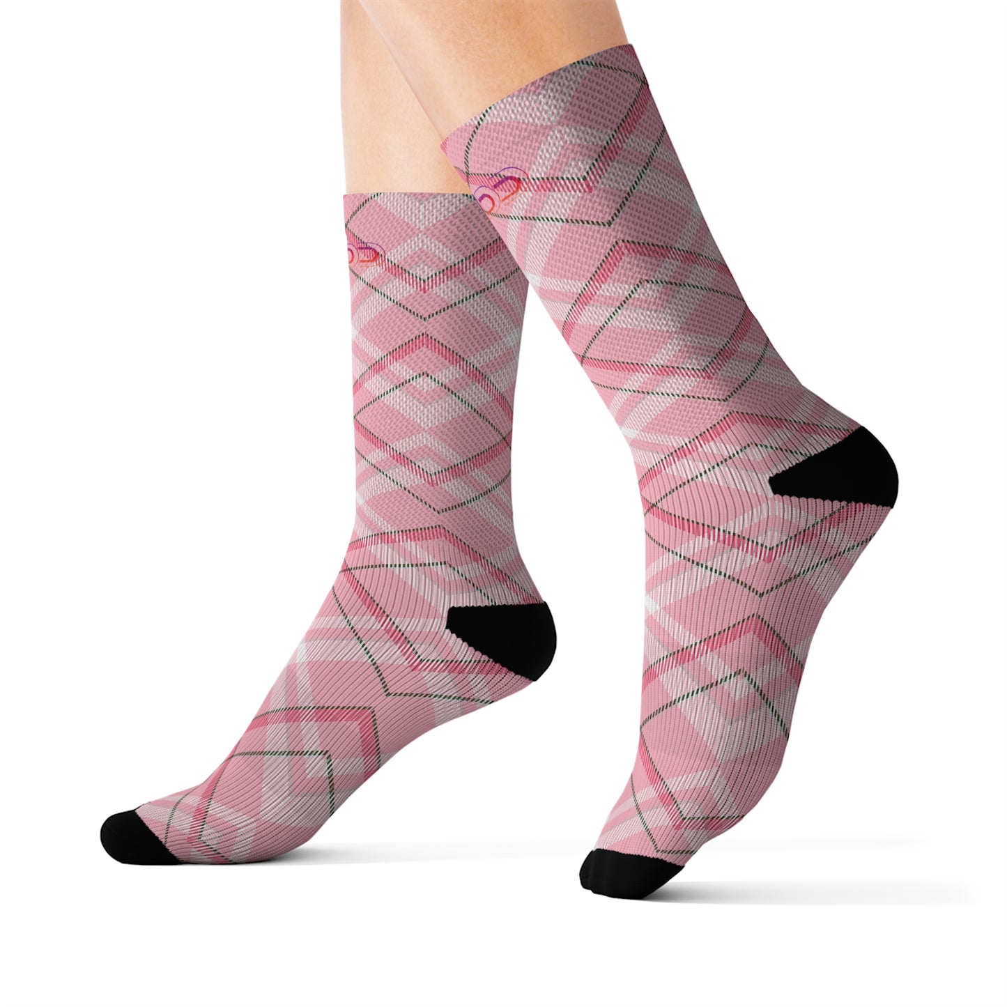 Winter 2024 Unisex Sublimation Socks - MADRAS PinkWhite