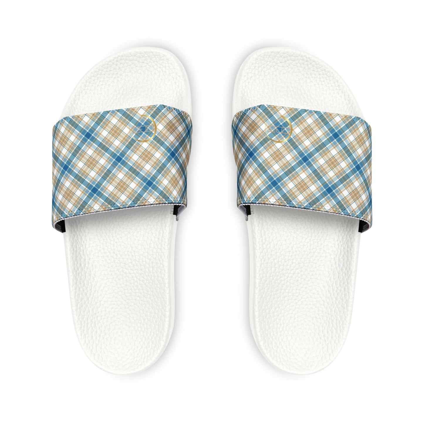 Women's PU Slide Sandals - MADRAS BlueTan