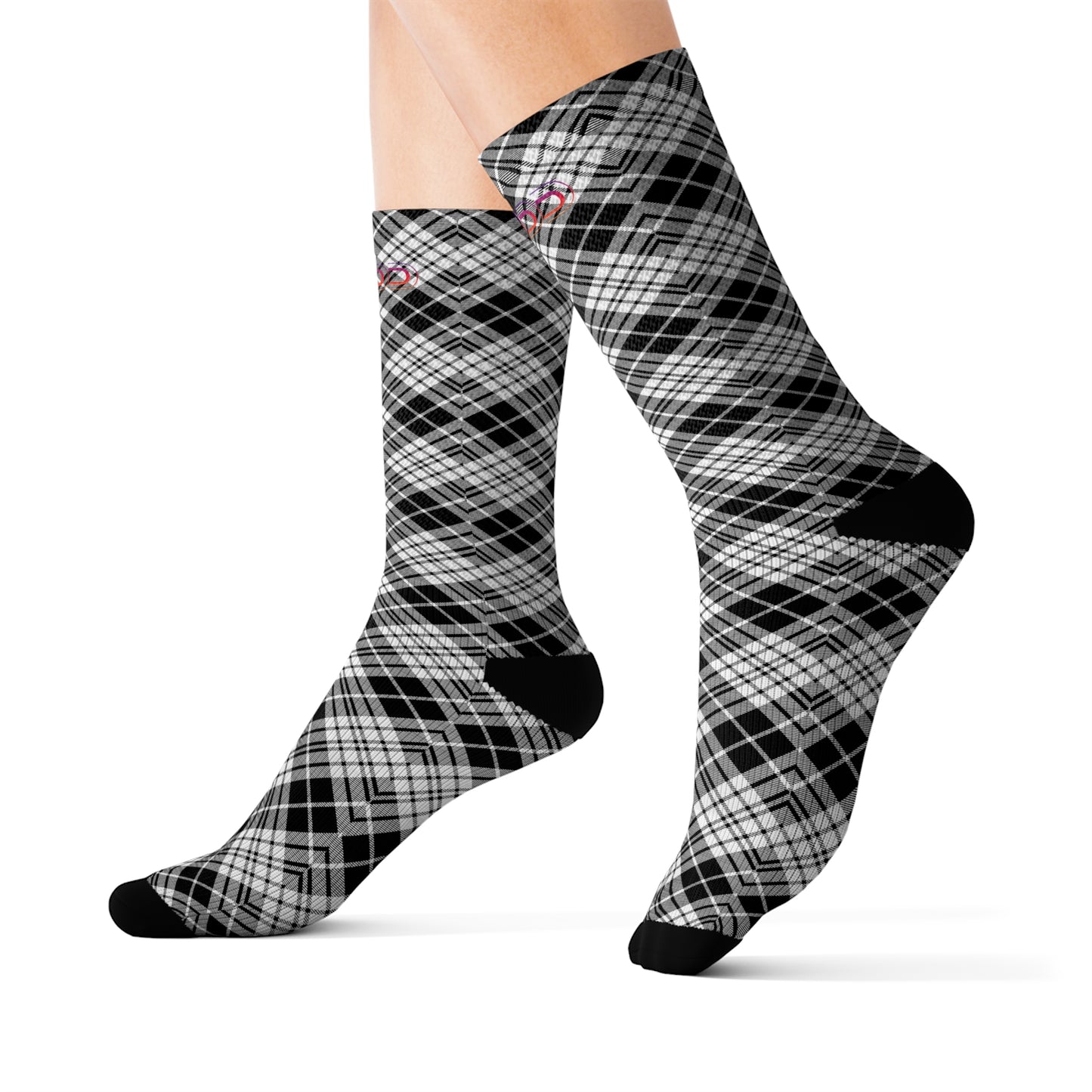 Winter 2024 Unisex Sublimation Socks - MADRAS BlackWhite