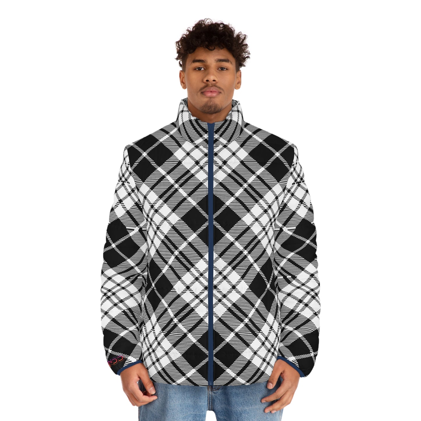 Winter 2024 Mens Puffer Jacket - MADRAS BlackWhite