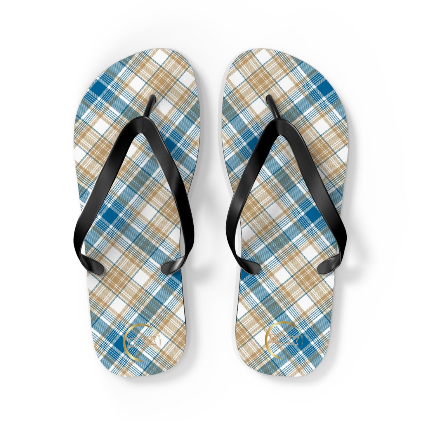 Unisex Flip Flops - MADRAS BlueTan