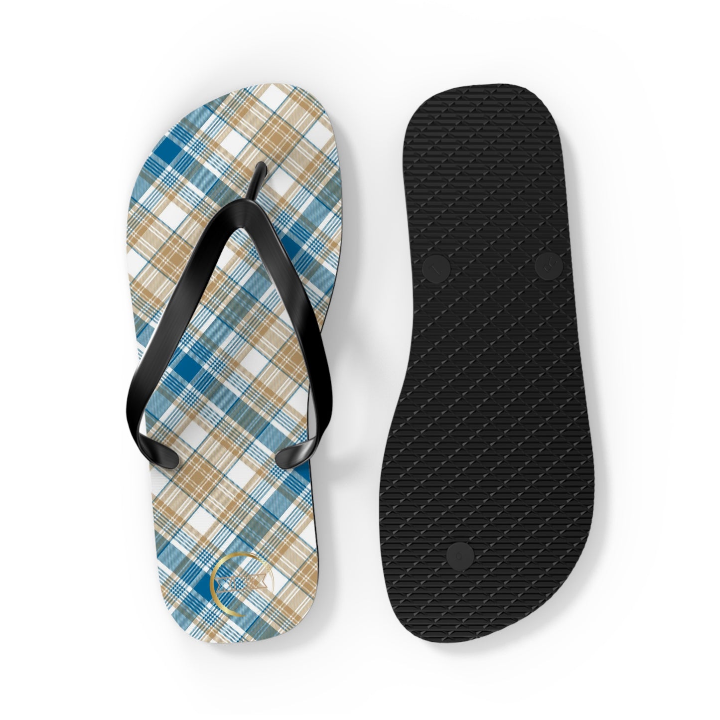 Unisex Flip Flops - MADRAS BlueTan