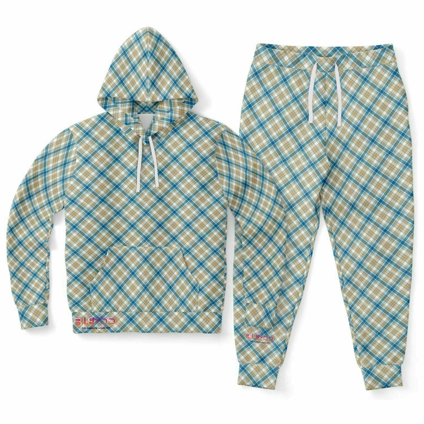 Invierno 2024 Sudadera con capucha y jogging de moda unisex - MADRAS BlueTan Edición limitada 