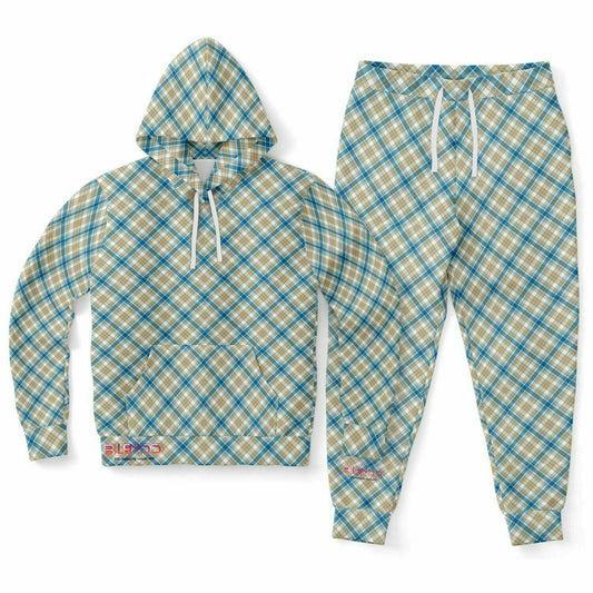 Winter 2024 Unisex Fashion Hoodie & Jogger - MADRAS BlueTan Limited Edition