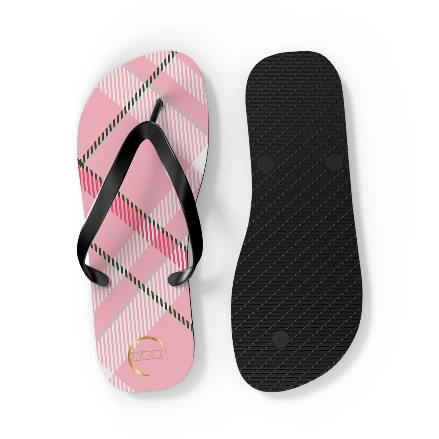 Unisex Flip Flops - MADRAS PinkWhite