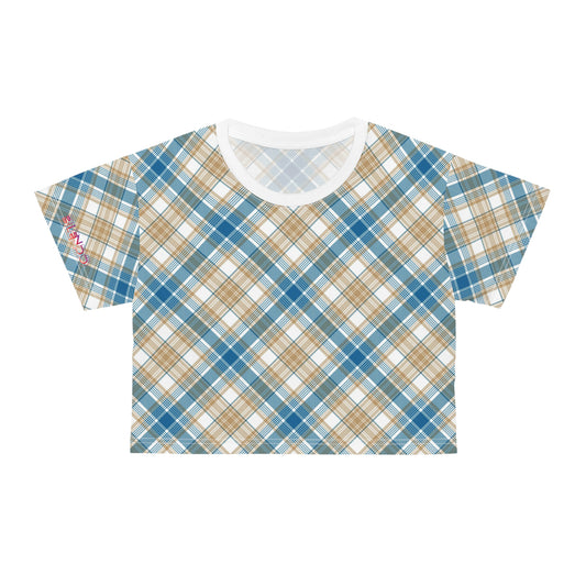 Womens Crop Tee - MADRAS BlueTan