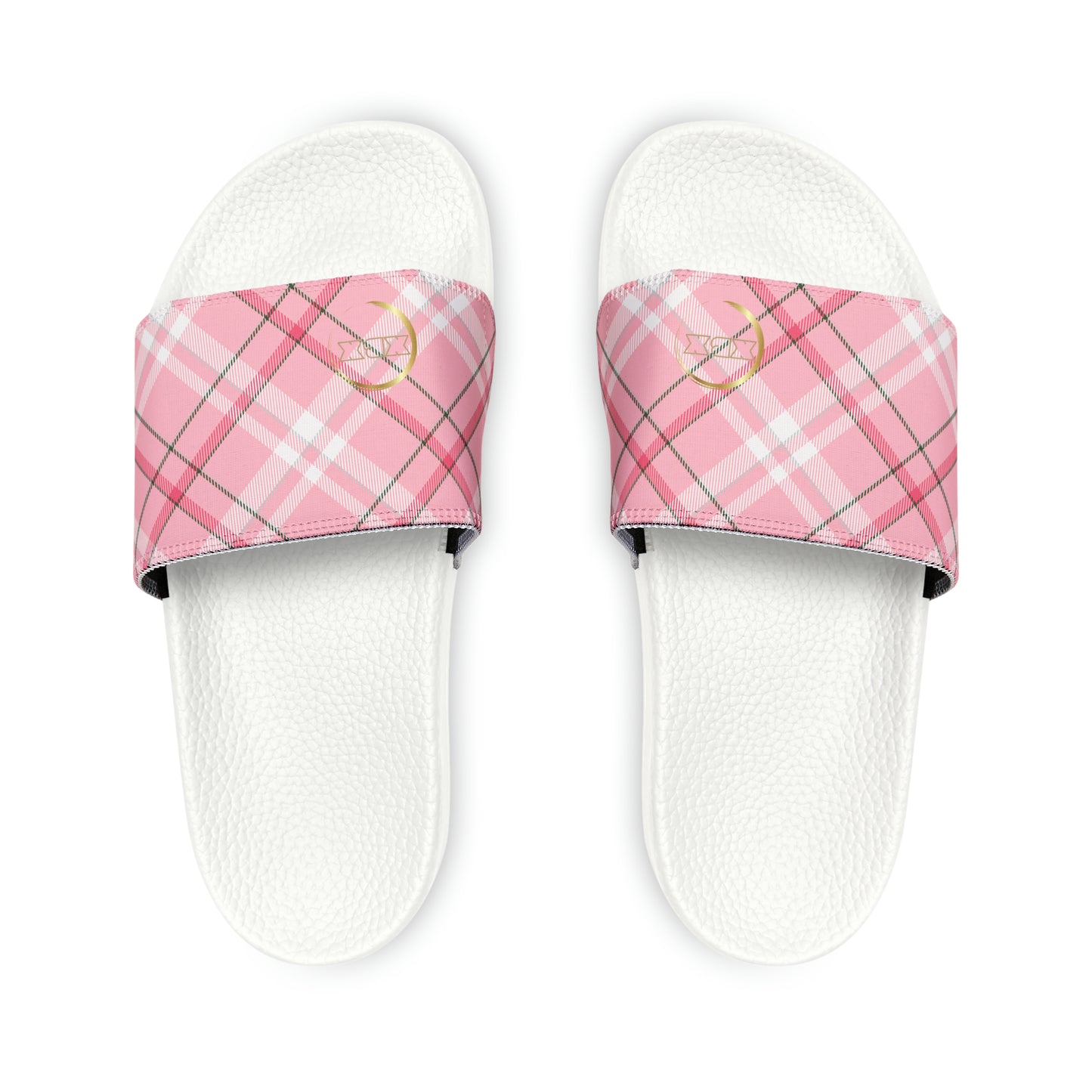 Men's PU Slide Sandals - MADRAS PinkWhite