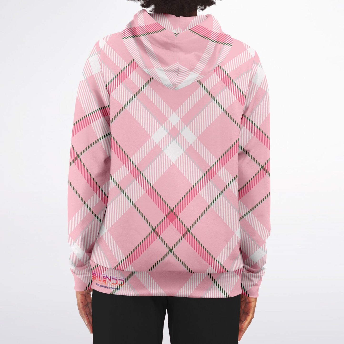 Sudadera con capucha y cremallera de moda unisex invierno 2024 - MADRAS RosaBlanco 