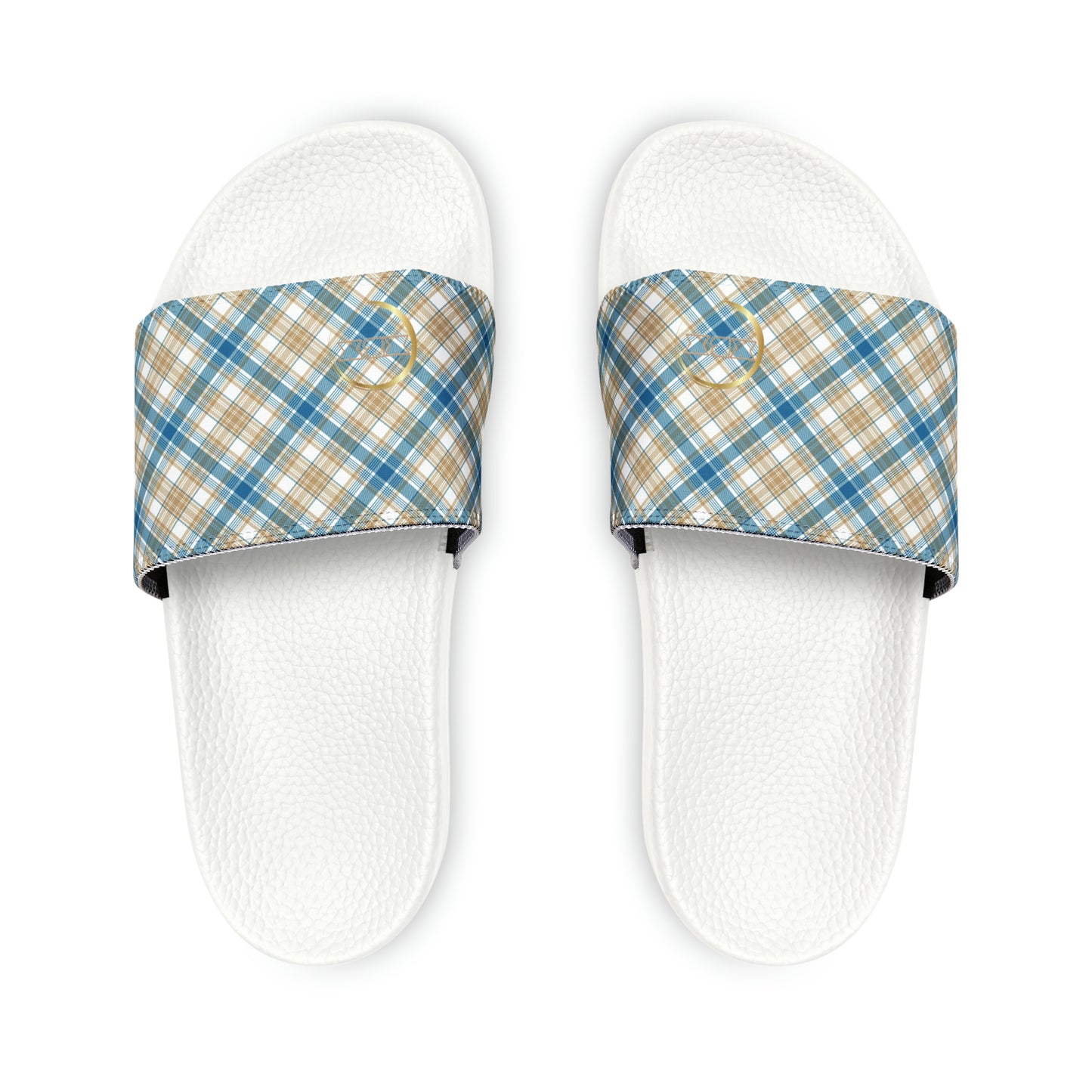 Men's PU Slide Sandals - MADRAS BlueTan