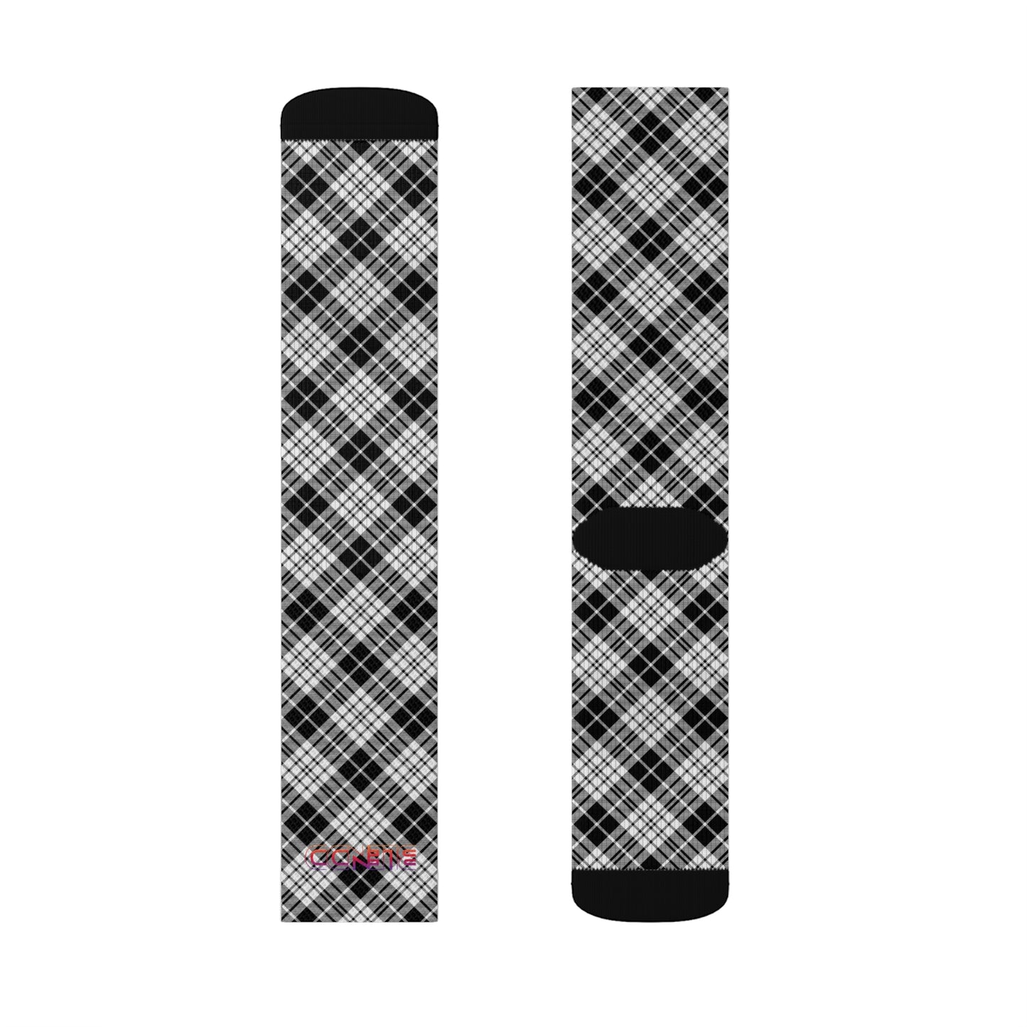 Winter 2024 Unisex Sublimation Socks - MADRAS BlackWhite