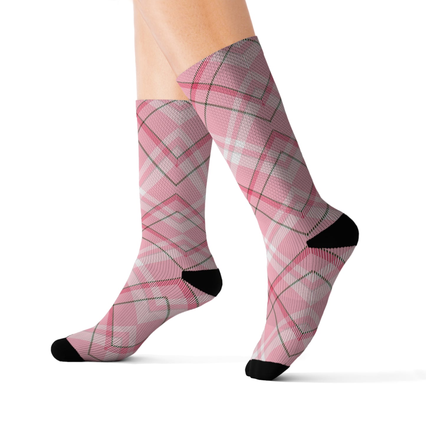 Winter 2024 Unisex Sublimation Socks - MADRAS PinkWhite