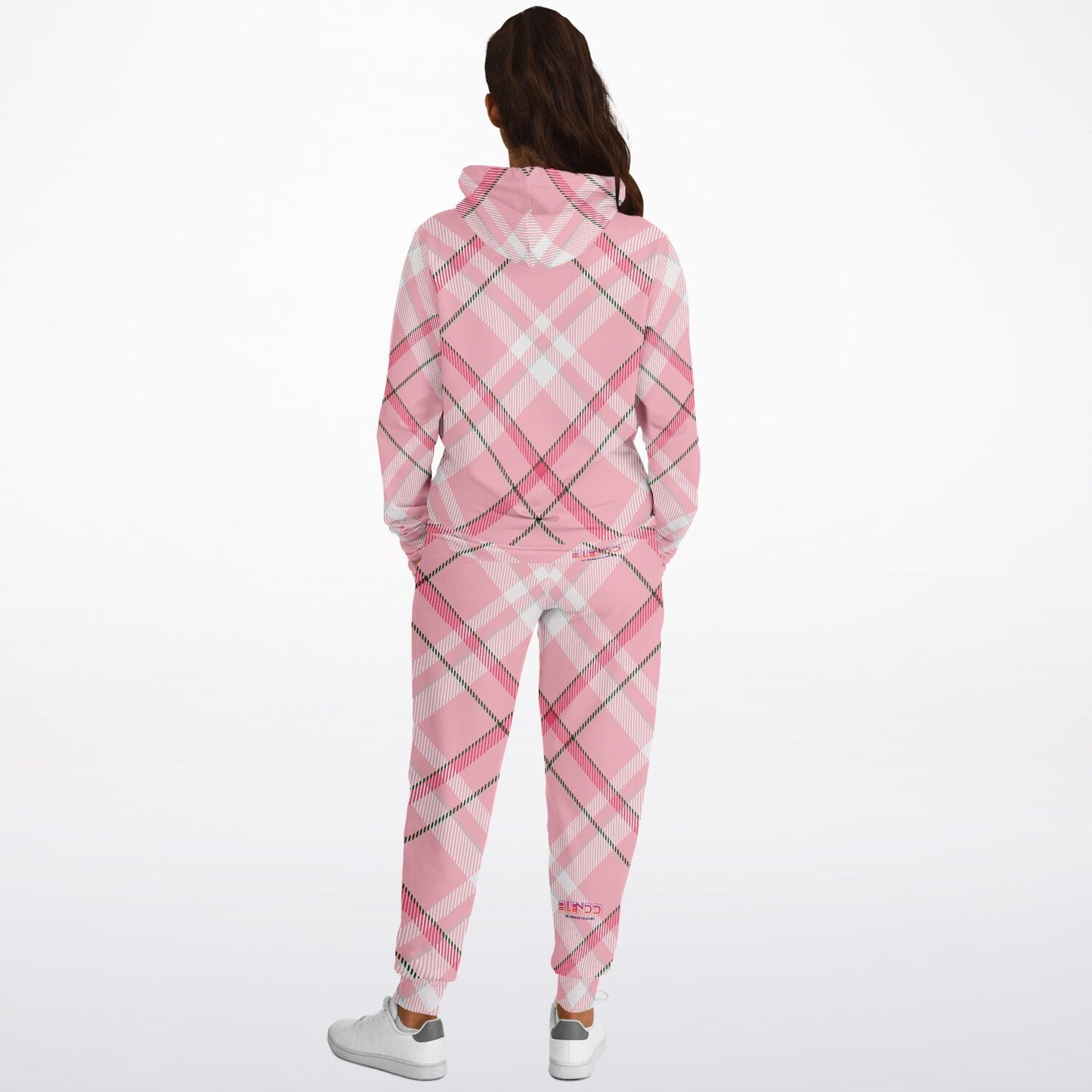 Sudadera con capucha y jogger de moda unisex Invierno 2024 - MADRAS PinkWhite Edición limitada 