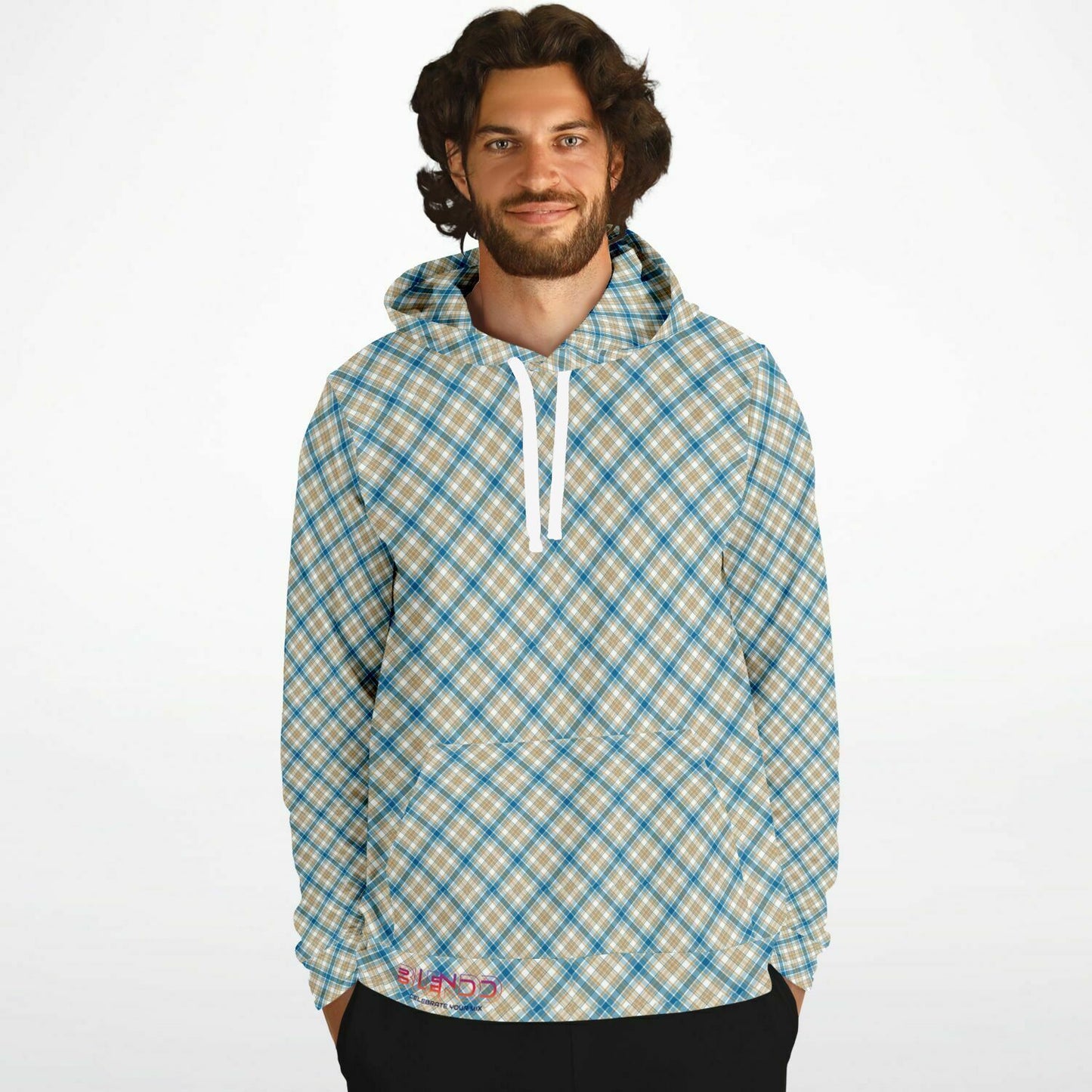 Winter 2024 Unisex Fashion Hoodie - MADRAS BlueTan