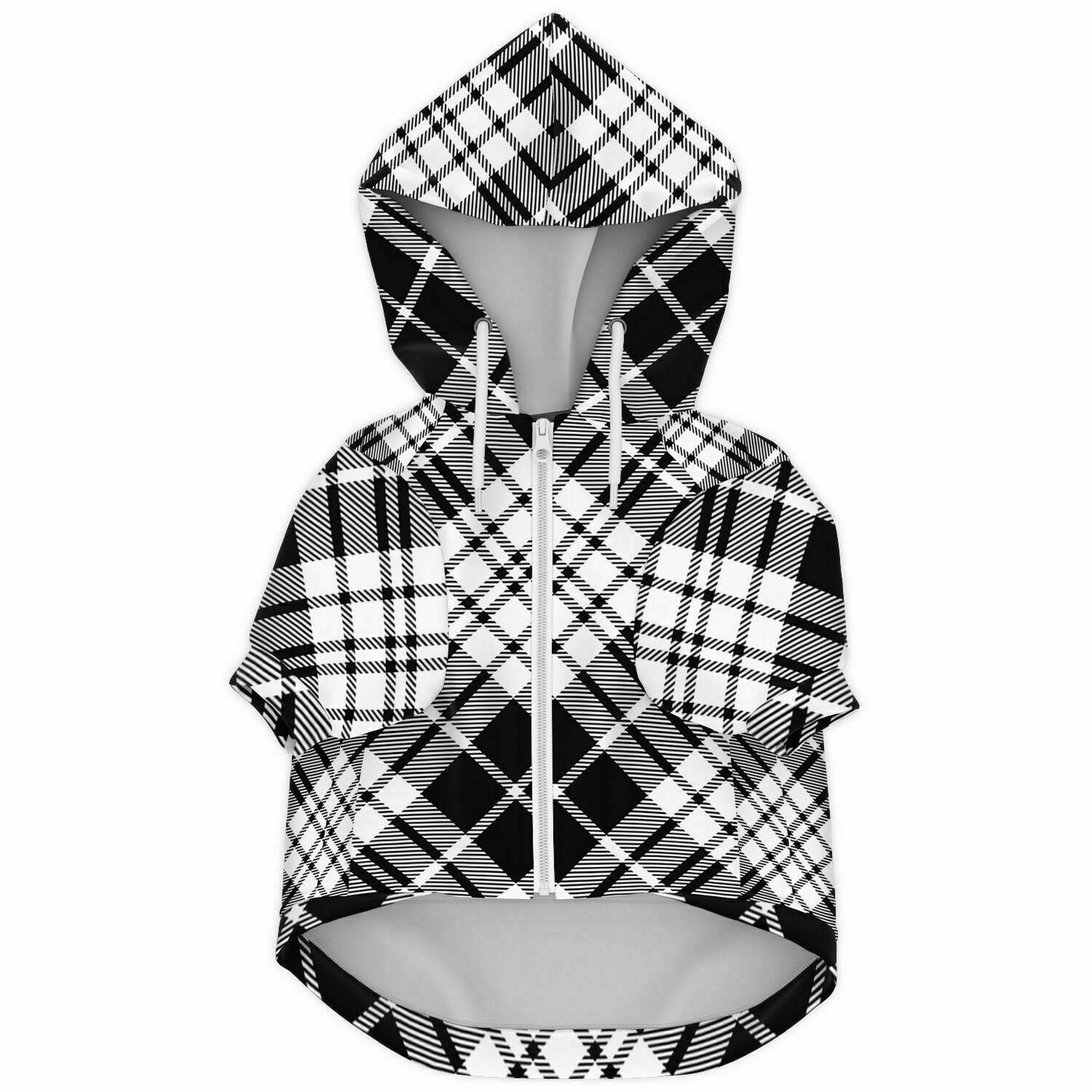 Sudadera con capucha y cremallera para perros de moda invierno 2024 - MADRAS BlackWhite 