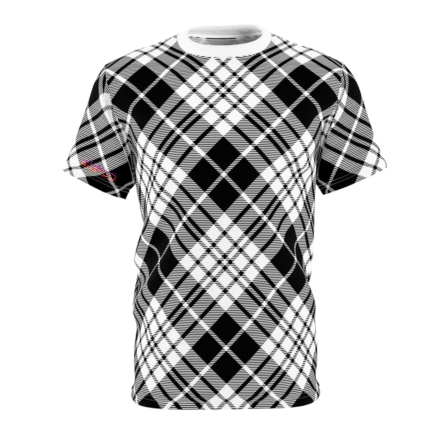 Camiseta cortada y cosida para hombre - MADRAS BlackWhite 