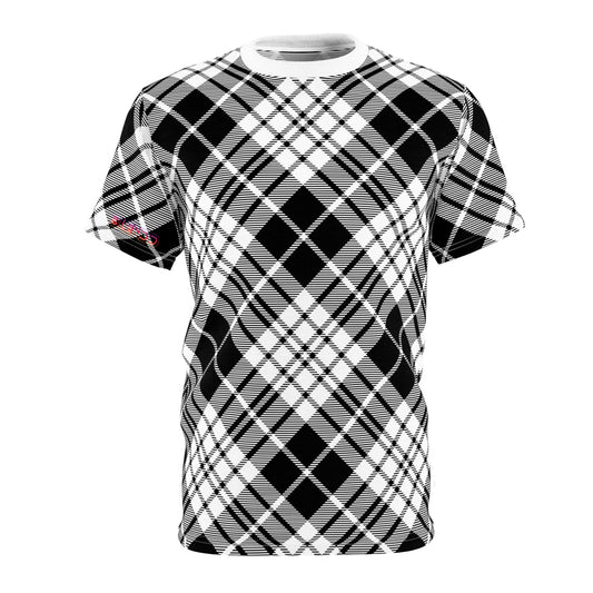 Camiseta cortada y cosida para hombre - MADRAS BlackWhite 