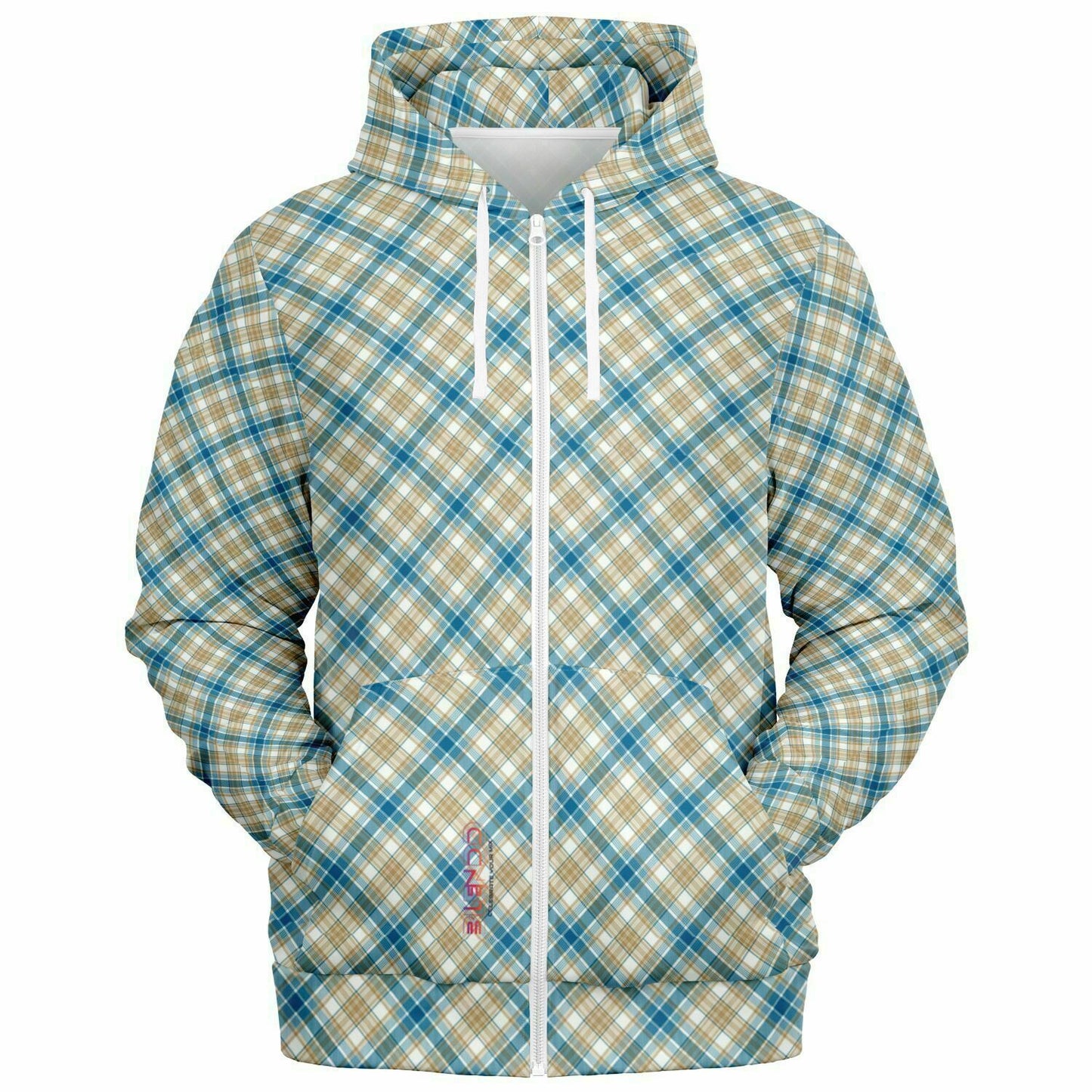 Sudadera con capucha y cremallera de moda unisex invierno 2024 - MADRAS BlueTan 