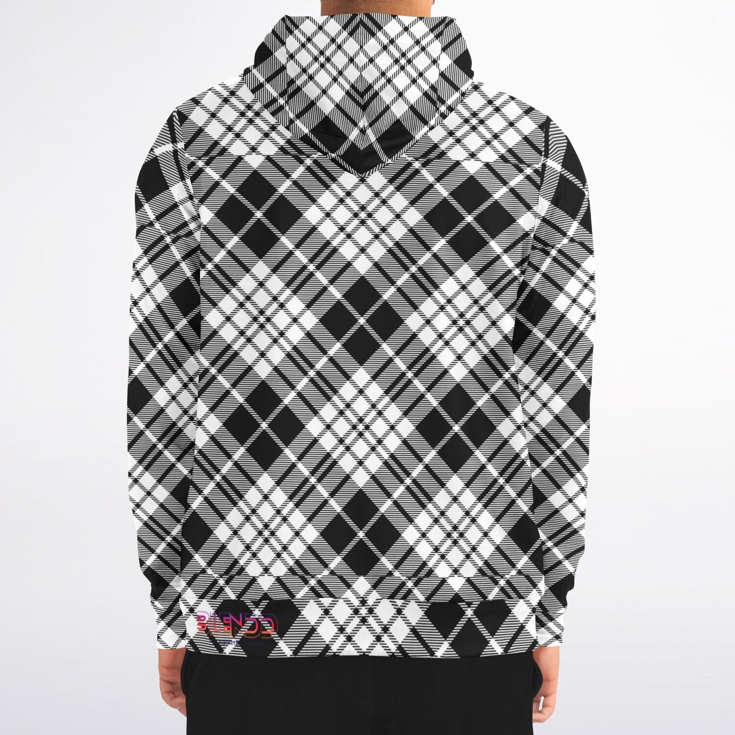 Winter 2024 Unisex Fashion Zip-Up Hoodie - MADRAS BlackWhite