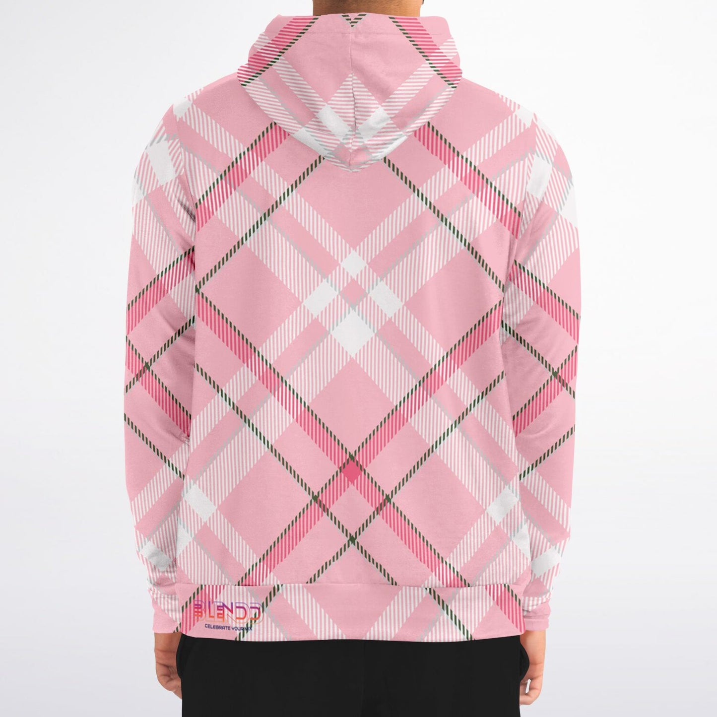 Winter 2024 Unisex Fashion Zip-Up Hoodie - MADRAS PinkWhite