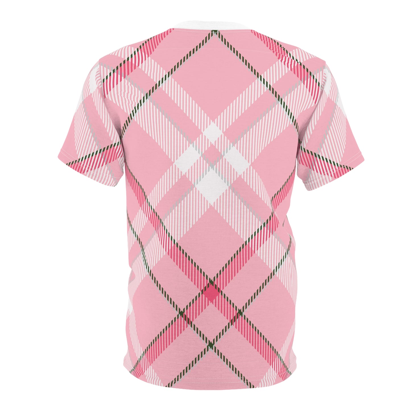 Camiseta cortada y cosida para hombre - MADRAS PinkWhite 