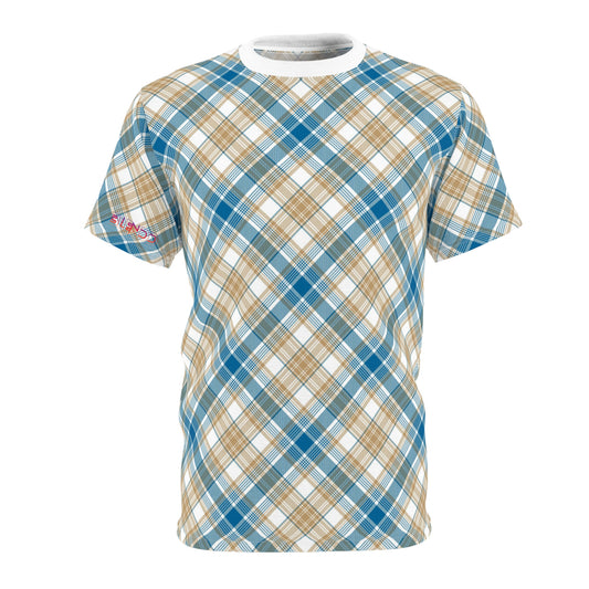 Camiseta cortada y cosida para hombre - MADRAS BlueTan 