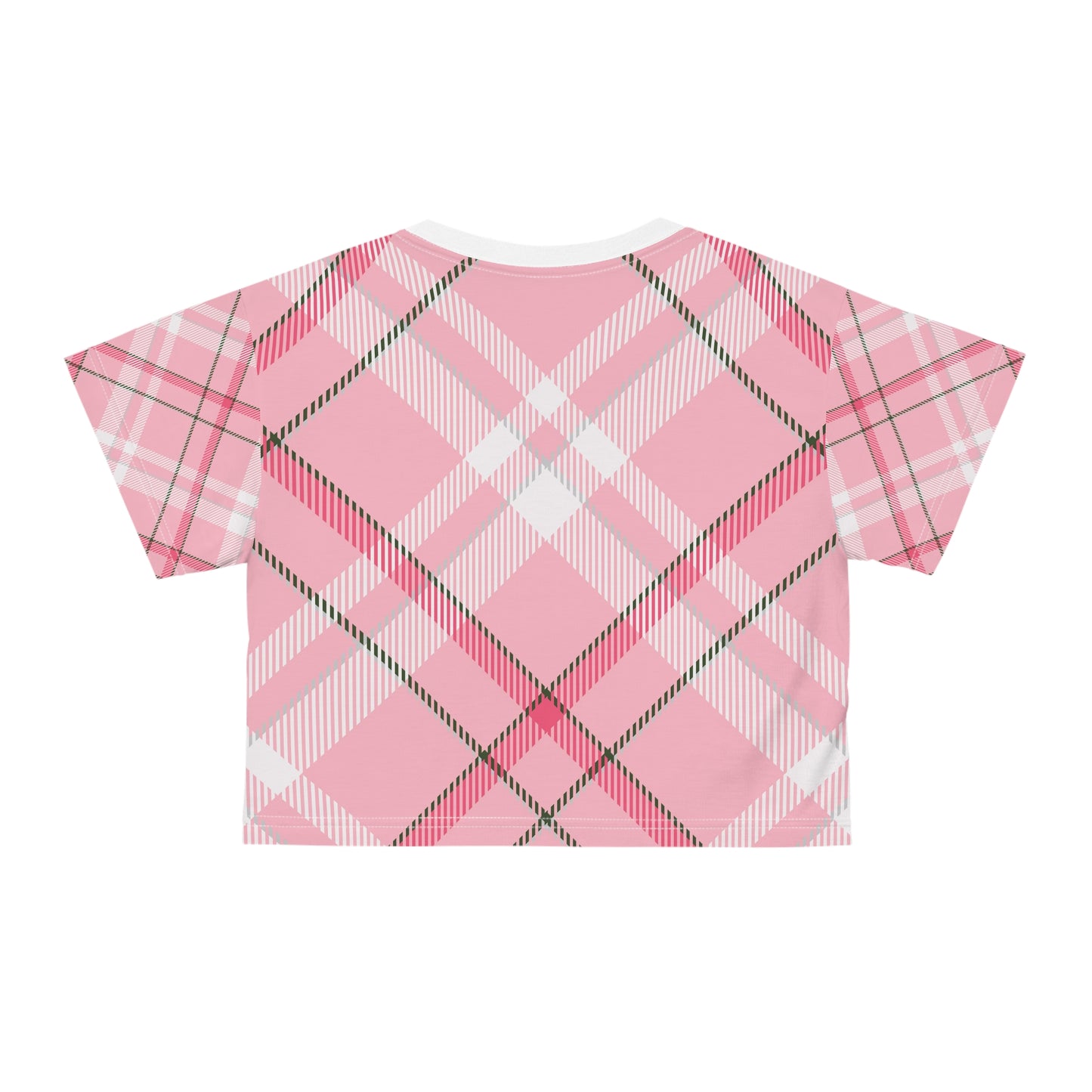 Womens Crop Tee - MADRAS PinkWhite