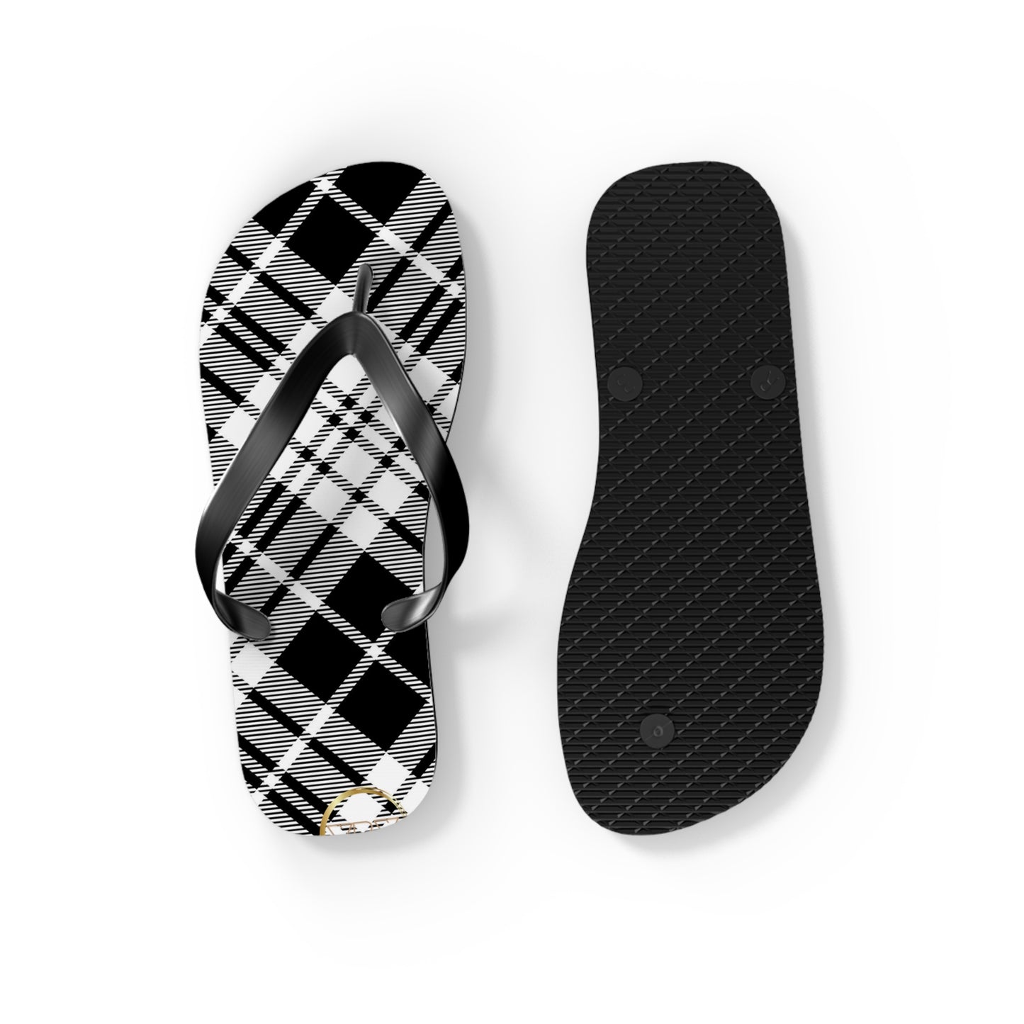 Unisex Flip Flops - MADRAS BlackWhite