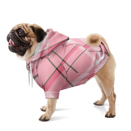 Winter 2024 Fashion Dog Zip-Up Hoodie - MADRAS PinkWhite