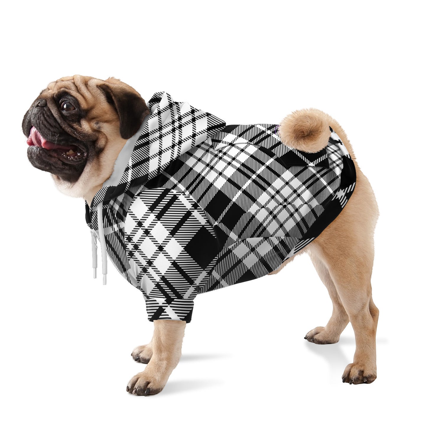 Winter 2024 Fashion Dog Zip-Up Hoodie - MADRAS BlackWhite