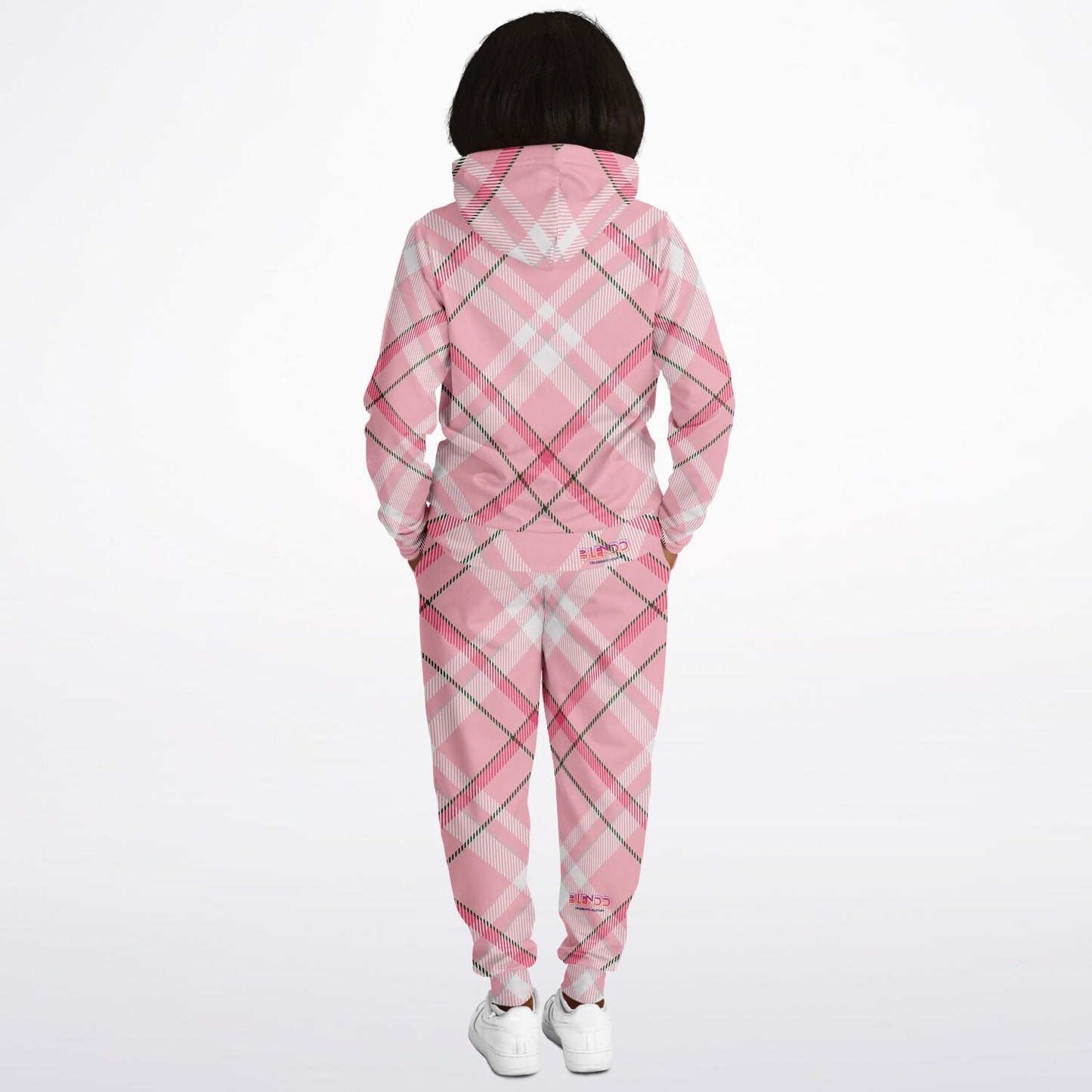 Sudadera con capucha y jogger de moda unisex Invierno 2024 - MADRAS PinkWhite Edición limitada 