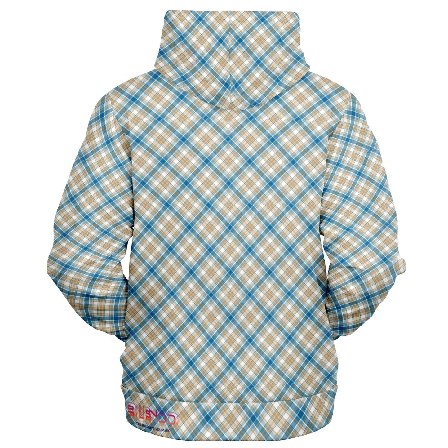 Winter 2024 Unisex Fashion Zip-Up Hoodie - MADRAS BlueTan