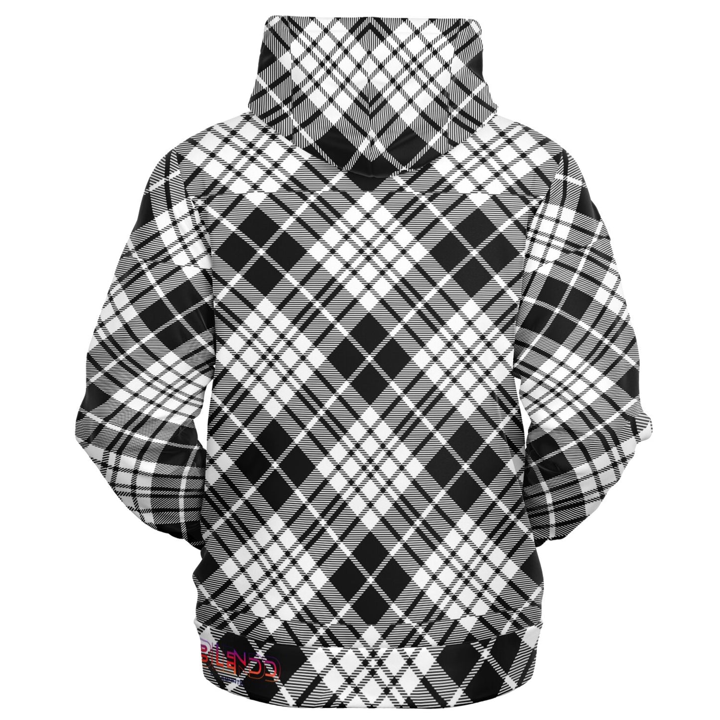 Sudadera con capucha y cremallera de moda unisex invierno 2024 - MADRAS BlackWhite 