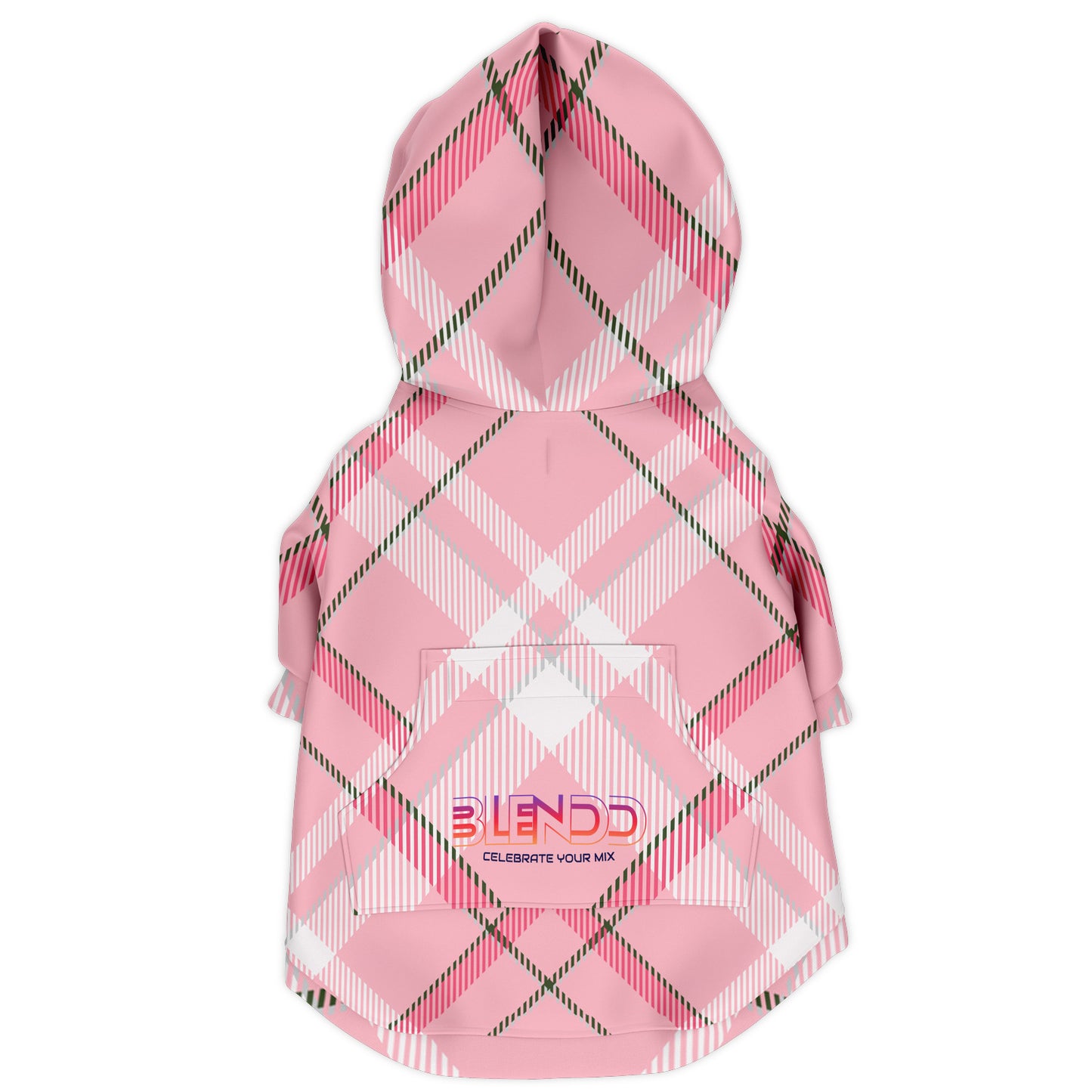 Winter 2024 Fashion Dog Zip-Up Hoodie - MADRAS PinkWhite